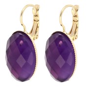 Dormeuses porte-cabochon 18x13 mm avec anneau ouvert - Doré à l'or fin x2