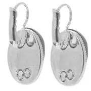 Dormeuses porte-cabochon plat 18x13 mm avec anneau ouvert - Argenté x2