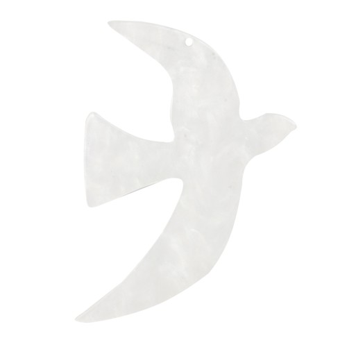 Pendentif oiseau en acrylique 35x25 mm exclu Perles&Co - Blanc nacré x1