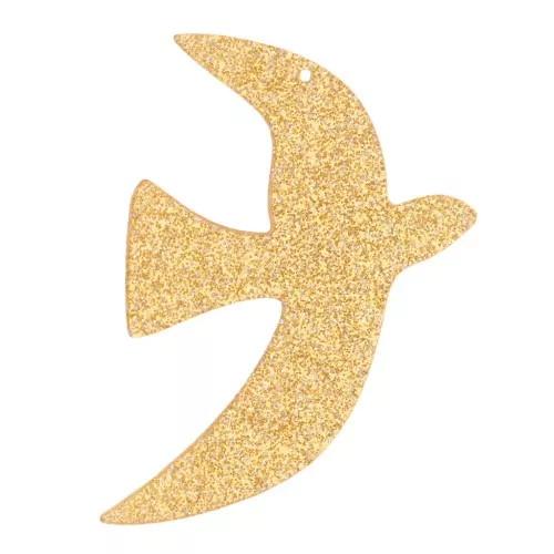Pendentif oiseau en acrylique 35x25 mm exclu Perles&Co - Pailleté doré x1