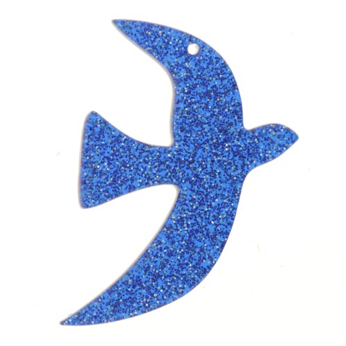 Pendentif oiseau en acrylique 35x25 mm exclu Perles&Co - Pailleté bleu roi x1