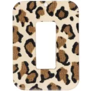 Pendentif rectangle évidé en acrylique 40x30 mm - Guépard Marron - Noir x1