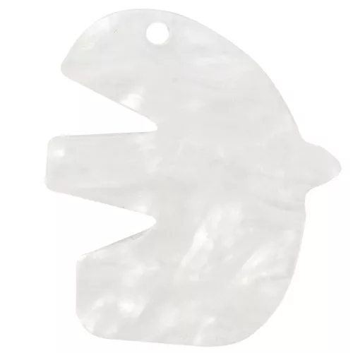Pendentif oiseau en acrylique 30x26 mm - Blanc nacré x1