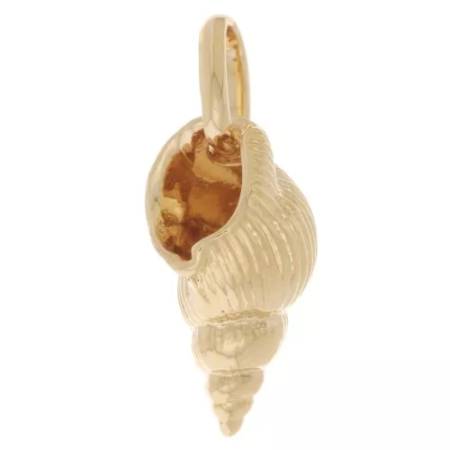 Breloque coquillage 13x7 mm avec anneau fermé - Plaqué Or 3 microns x1