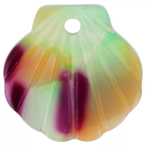 Pendentif coquillage en acétate 16 mm - Ecaille de tortue - Saumon - Violet x1