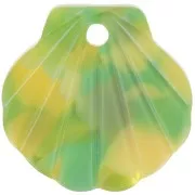 Jaune - Pendentif coquillage en acétate 16 mm - Ecaille de tortue - Vert - Jaune x1 Pendentif coquillage en acétate 16 mm - Ecaille de tortue - Vert - Jaune x1