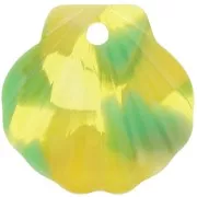 Pendentif coquillage en acétate 16 mm - Ecaille de tortue - Vert - Jaune x1
