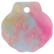 Pendentif coquillage en acétate pailleté 16 mm Ecaille de tortue - Saumon - Rose