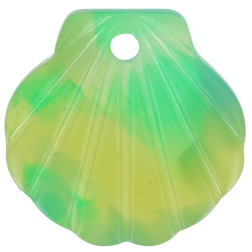 Pendentif coquillage en acétate 16 mm - Ecaille de tortue - Vert foncé - Vert x1