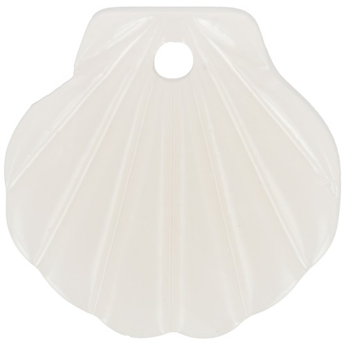 Pendentif coquillage en acétate 16 mm - Marbré Beige - Ivoire x1