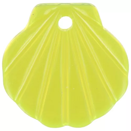 Pendentif coquillage en acétate 16 mm - Jaune fluo x1