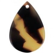 Pendentif goutte 22x15 mm en acétate - Ecaille de tortue - Marron - Noir x1
