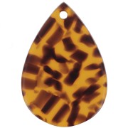 Pendentif goutte 22x15 mm en acétate - Terrazzo Marron - Noir x1