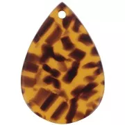 Pendentif goutte 22x15 mm en acétate - Terrazzo Marron - Noir x1