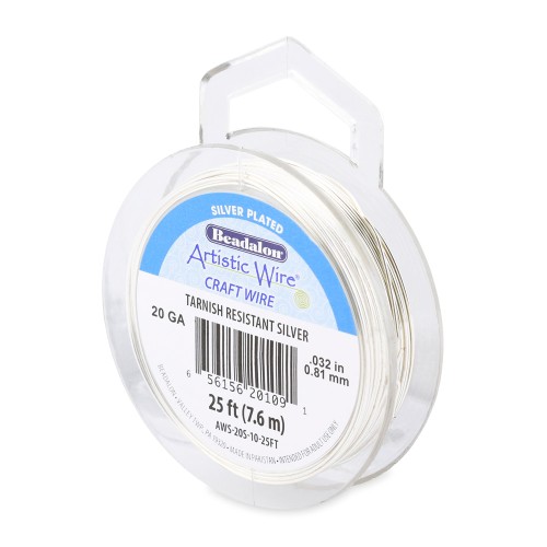 Fil de cuivre Artistic Wire 0.81 mm - Plaqué Argent anti-ternissement x7.6m
