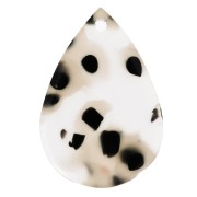 Pendentif goutte 22x15 mm en acétate - Tacheté noir - Transparent beige x1