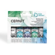 Assortiment d'encres à alcool Cernit - Couleurs froides, blanc et diluant x5|raw }}