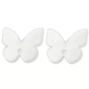 Clous d'oreilles papillon en acétate 16x19.5 mm - Blanc nacré x2