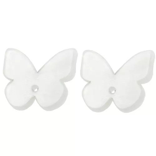 Clous d'oreilles papillon en acétate 16x19.5 mm - Blanc nacré x2