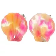 Orange - Clous d'oreilles coquillage en acétate 16 mm - Ecaille de tortue - Rouge x2 Clous d'oreilles coquillage en acétate 16 mm - Ecaille de tortue - Rouge x2