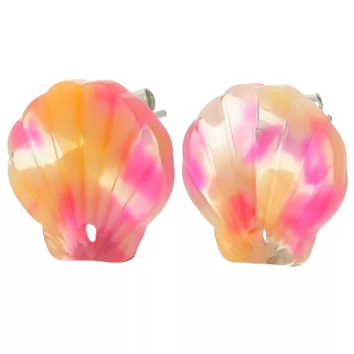Clous d'oreilles coquillage en acétate 16 mm - Ecaille de tortue - Rouge x2