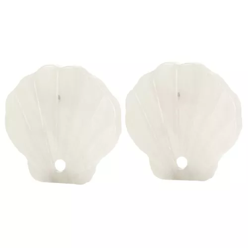 Clous d'oreilles coquillage en acétate 16 mm - Marbré Beige - Ivoire x2