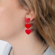 Clous d'oreilles coeur en acétate 14x15.5 mm - Tacheté Marron - Crème x2