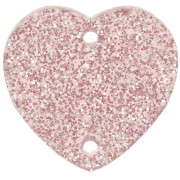 Intercalaire coeur 15x16.5 mm en acrylique - Pailleté vieux rose x1|raw }}