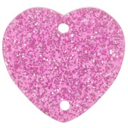 Intercalaire coeur 15x16.5 mm en acrylique - Pailleté rose x1|raw }}