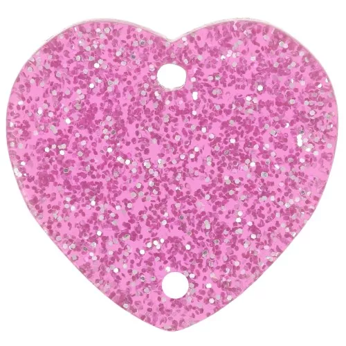 Intercalaire coeur 15x16.5 mm en acrylique - Pailleté rose x1