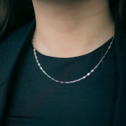 Collier maille Fantaisie alternée rectangle 2.35 mm - Argent 925 x42cm