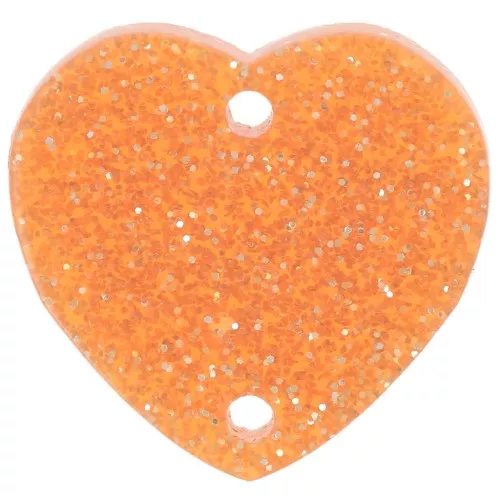 Intercalaire coeur 15x16.5 mm en acrylique - Pailleté orange x1