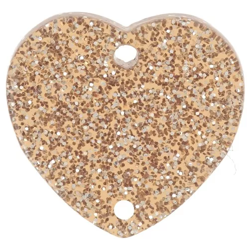 Intercalaire coeur 15x16.5 mm en acrylique - Pailleté bronze x1