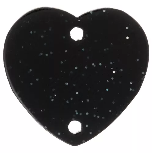 Intercalaire coeur 15x16.5 mm en acrylique - Pailleté noir x1