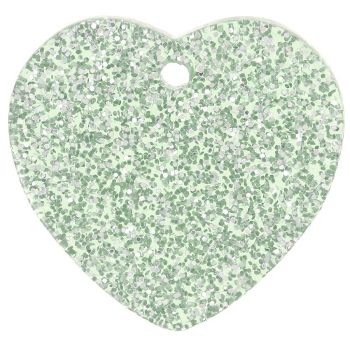 Sequin coeur 15x16.5 mm en acrylique - Pailleté vert mousse x1