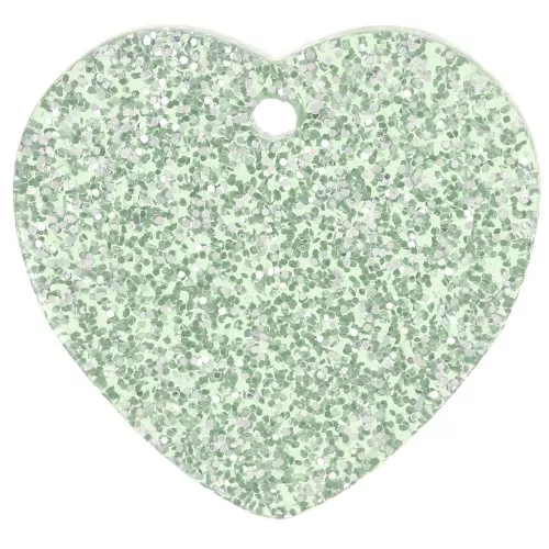 Sequin coeur 15x16.5 mm en acrylique - Pailleté vert mousse x1