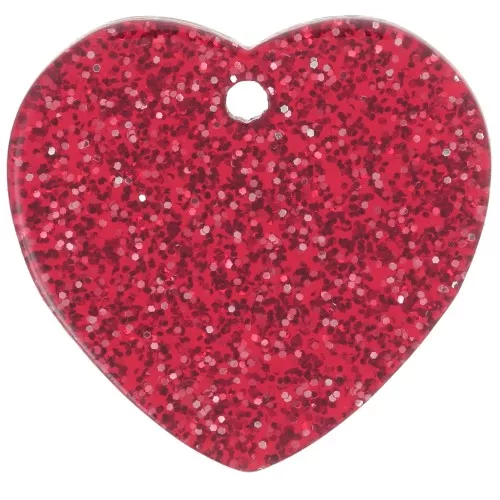 Sequin coeur 15x16.5 mm en acrylique - Pailleté rouge x1