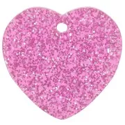 Sequin coeur 15x16.5 mm en acrylique - Pailleté rose x1