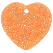 Sequin coeur 15x16.5 mm en acrylique - Pailleté orange x1
