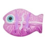 Perle poisson en verre 14x10 mm - Prune x1