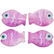 Perle poisson en verre 14x10 mm - Prune x1