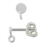 Clous d'oreilles plateau avec anneau 4 mm en Argent 925 x2