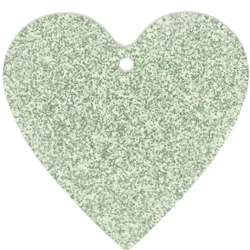 Pendentif coeur 31x32 mm en acrylique - Pailleté vert mousse x1
