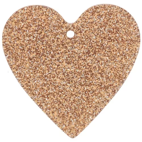 Pendentif coeur 31x32 mm en acrylique - Pailleté bronze x1