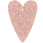 Pendentif coeur 34x24 mm en acrylique - Pailleté vieux rose x1