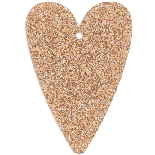 Pendentif coeur 34x24 mm en acrylique - Pailleté bronze x1