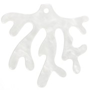 Pendentif corail 36.5x39 mm en acrylique - Blanc nacré x1