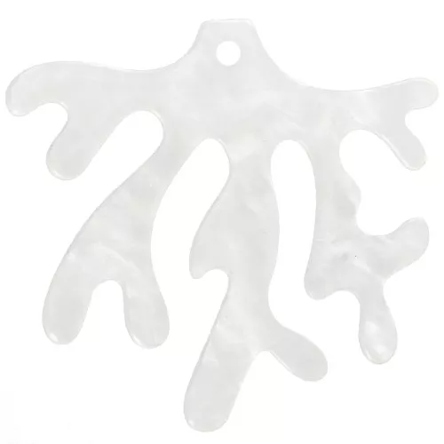 Pendentif corail 36.5x39 mm en acrylique - Blanc nacré x1