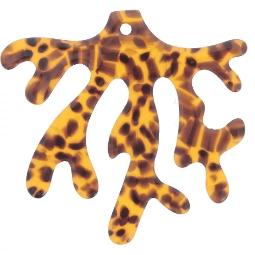 Pendentif corail 36.5x39 mm en acétate - Terrazzo Marron - Noir x1