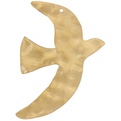 Pendentifs oiseau martelé 51x36 mm exclu Perles&Co - Acier inox 304L Doré x2